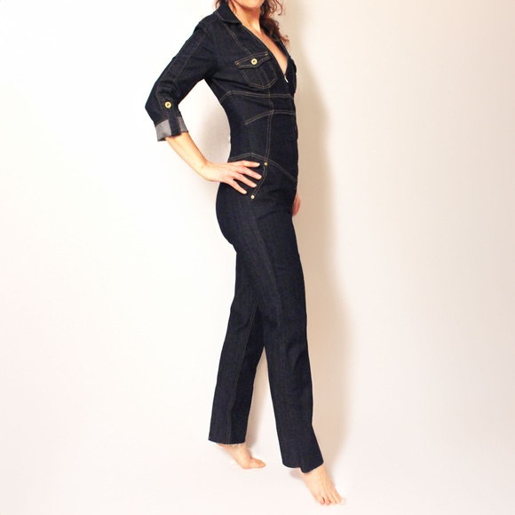 *Sold* SEDUCTION | Dark Blue Denim Jumpsuit - Picture 2 of 4